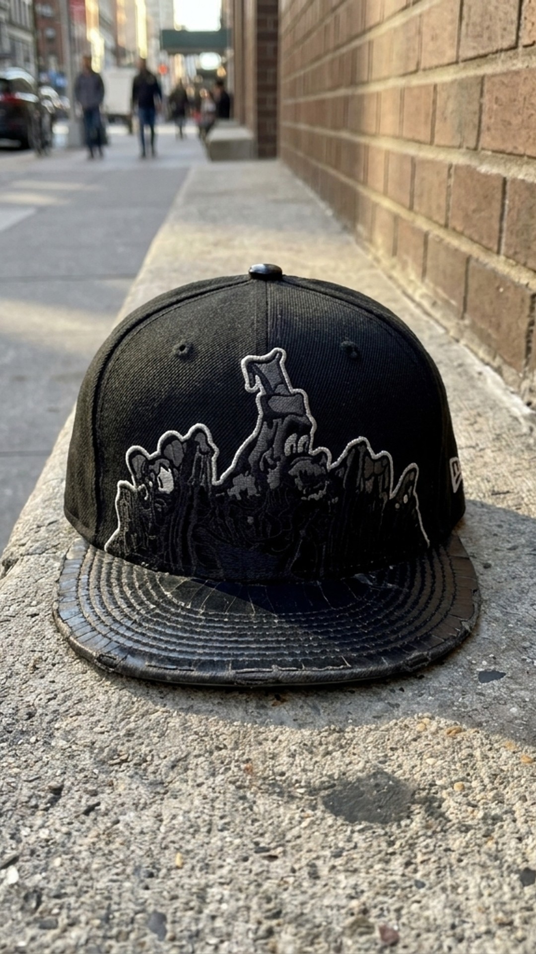 Mickey Mouse "LONESOME GHOSTS" RARE Black New Era 59Fifty Fitted Hat Size 7 5/8