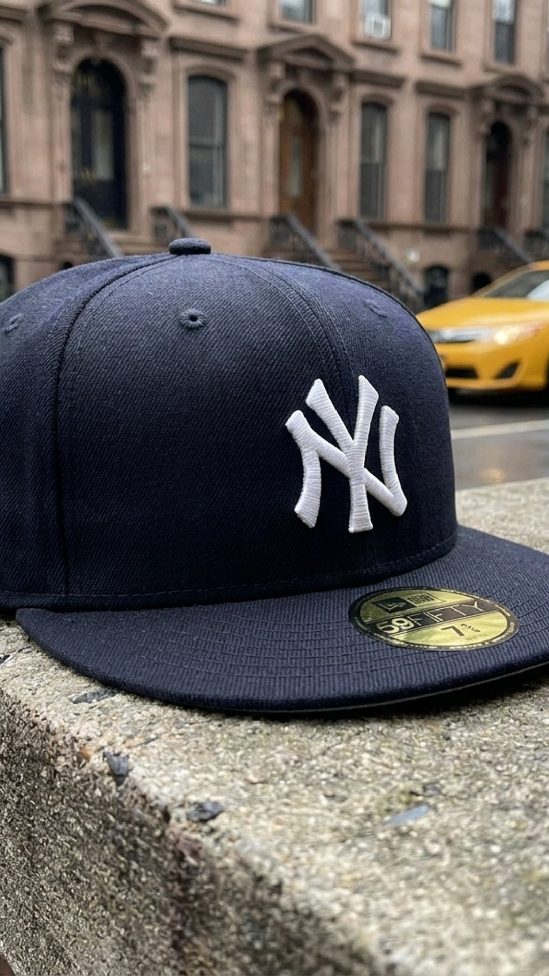 New York Yankees Size 7 3/8 Navy/Gold New Era 59FIFTY Fitted Cap , Baseball Cap.