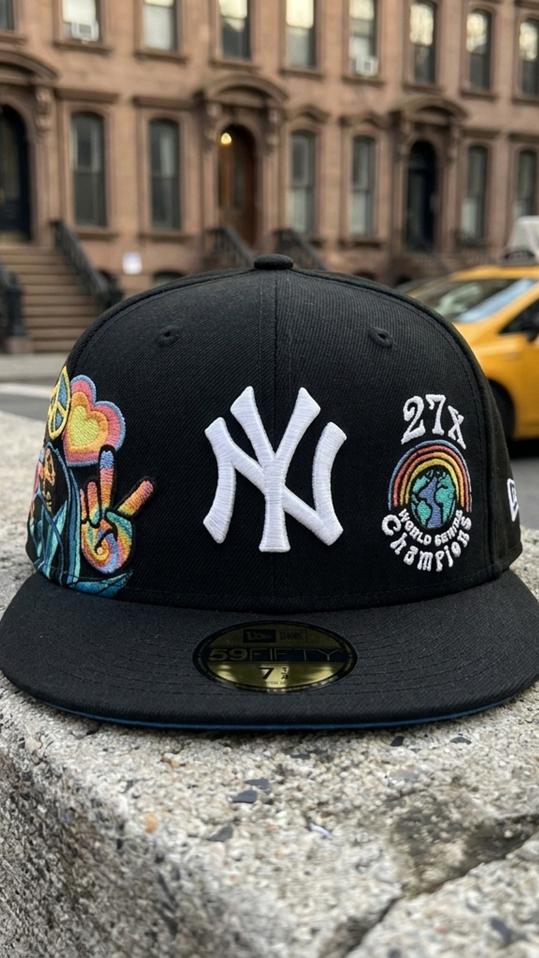 New Era New York Yankees Groovy 59FIFTY Fitted Blue Undervisor Size 7 3/8
