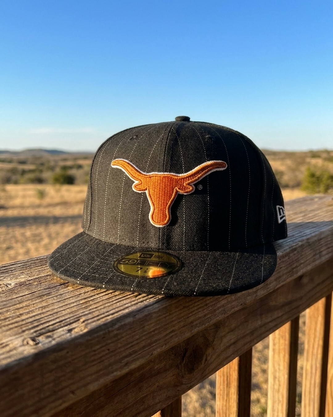 Texas Longhorns NCAA New Era 59FIFTY Pinstripe Black Fitted Cap Hat Size: 8 2XL