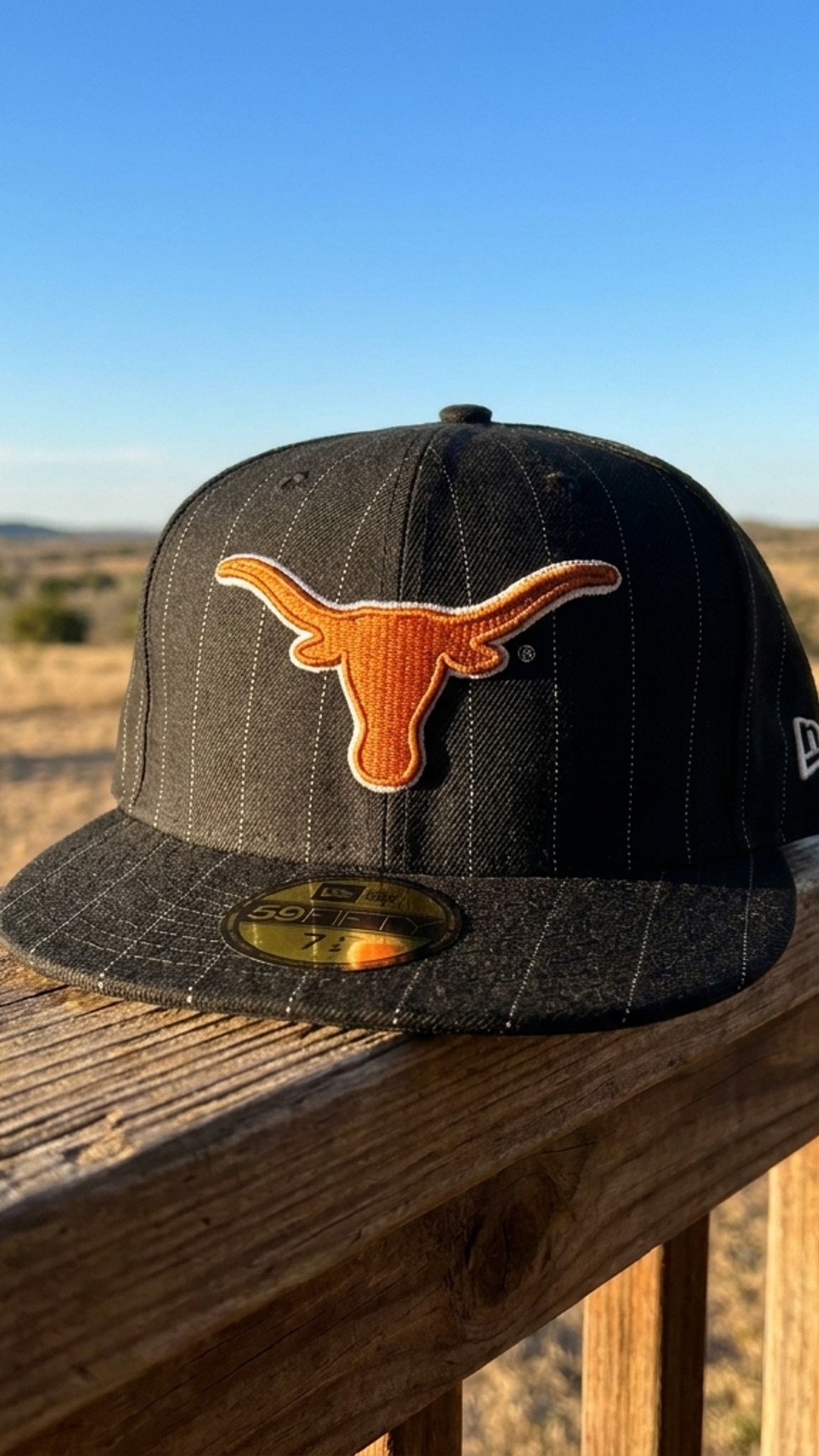 Texas Longhorns NCAA New Era 59FIFTY Pinstripe Black Fitted Cap Hat Size: 8 2XL