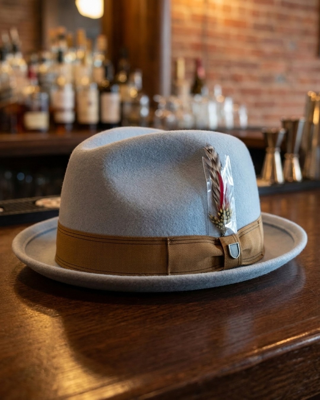 BNWT Brixton Gain Wool Fedora Unisex Hat Medium Haze Cap 7 1/4 58cm