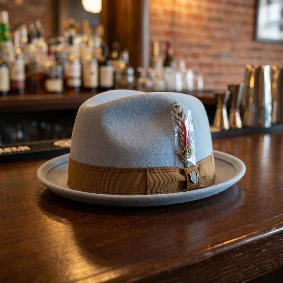BNWT Brixton Gain Wool Fedora Unisex Hat Medium Haze Cap 7 1/4 58cm