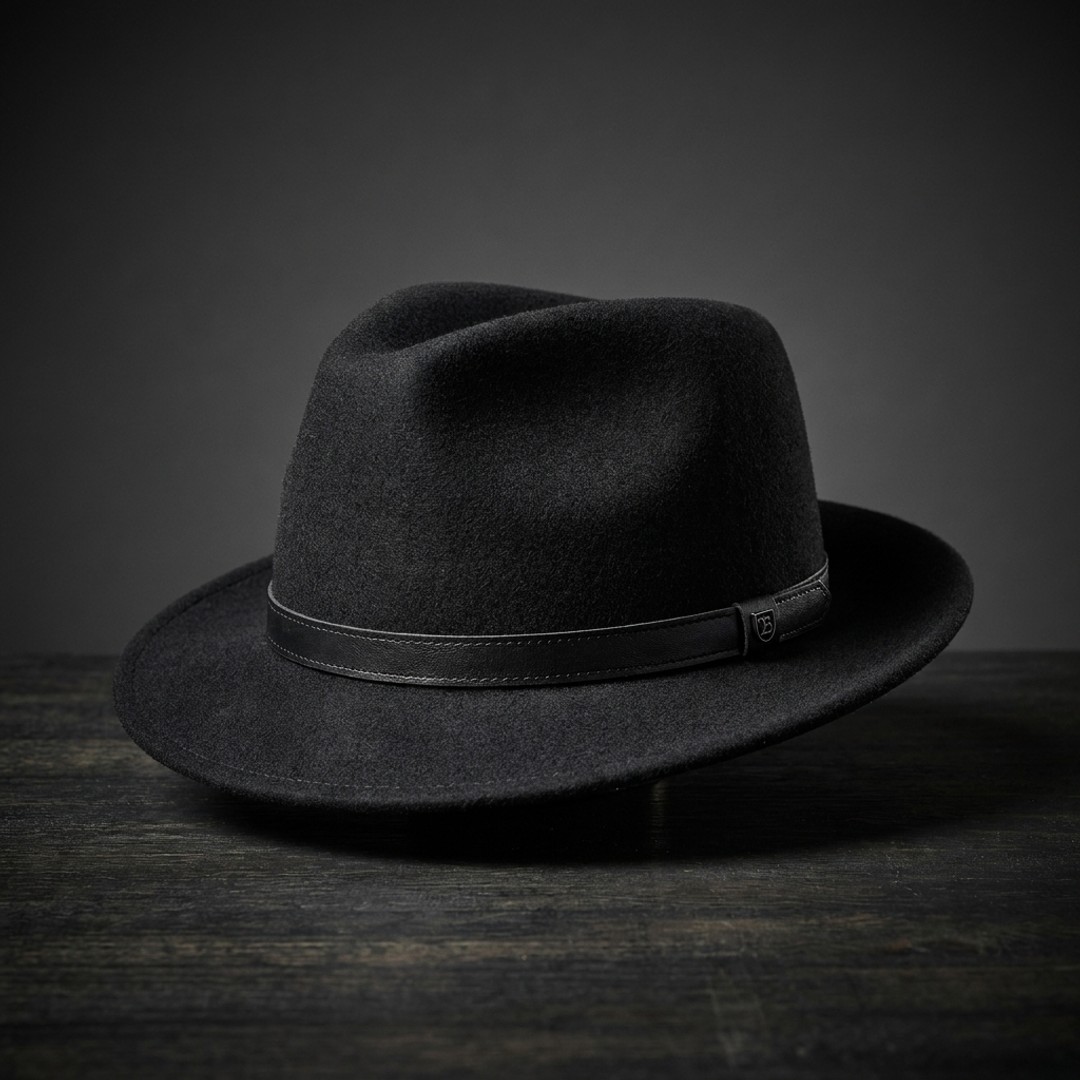 Brixton Messer Fedora Hat - Black Felt