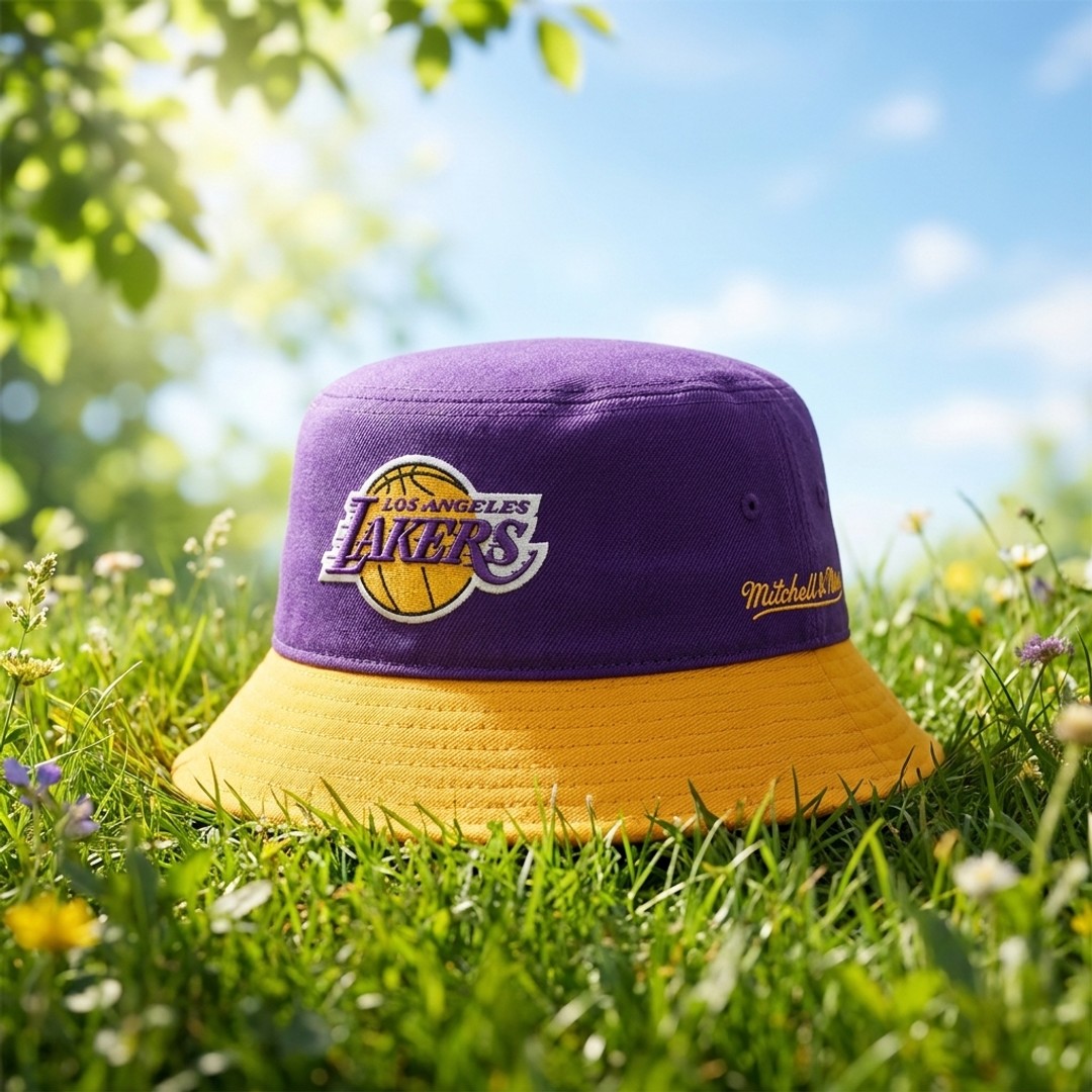 Los Angeles Lakers Mitchell & Ness Bucket Hat - Purple/Gold