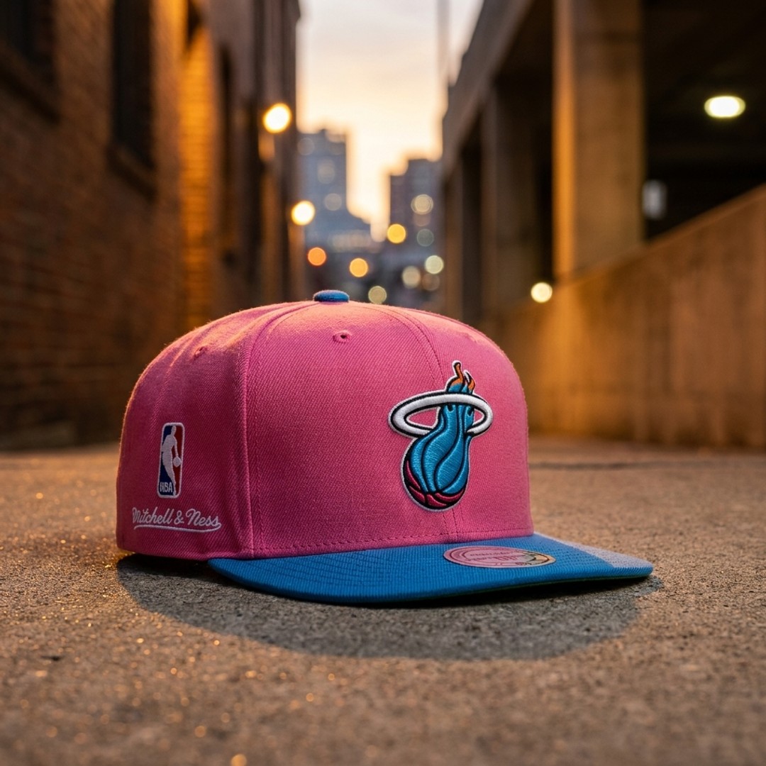 Miami Heat Mitchell & Ness Snapback - Vice City Pink