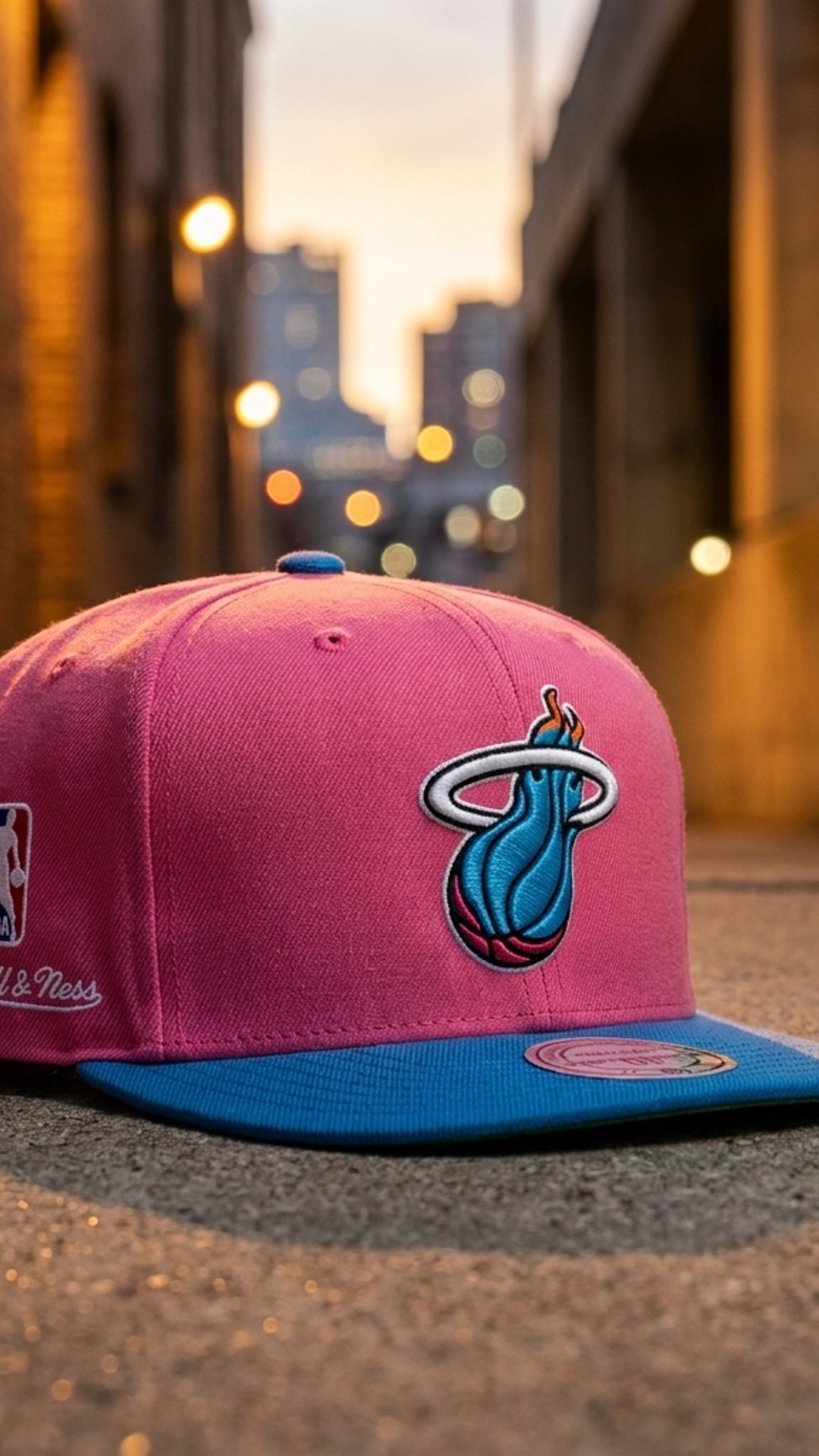 Miami Heat Mitchell & Ness Snapback - Vice City Pink