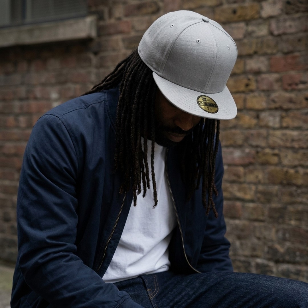New Era 59FIFTY plain grey 5950 7 7/8 — worn